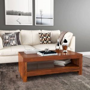 Nyckel Solid Sheesham Wood Coffee Table with Bottom Shelf