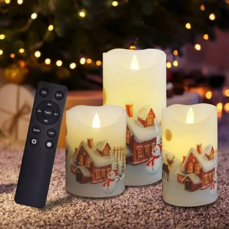 3"x3" Flickering Flameless Candles, Realistic LED Candles, Battery Operated Candles with Remote and Timers